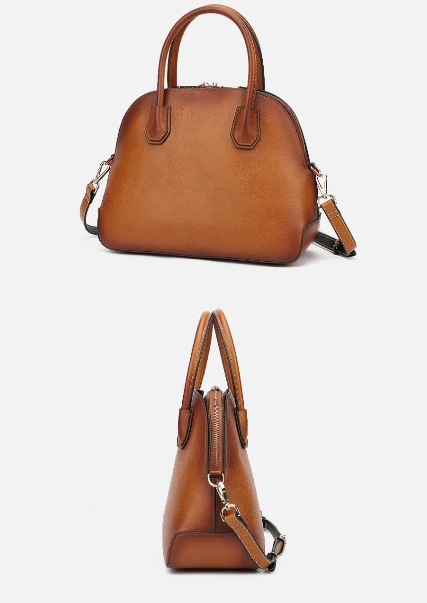 Retro Brown genuine leather shoulder bag in brown