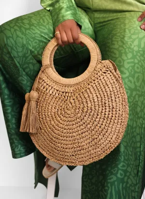 Straw Tassel O-Ring Tote