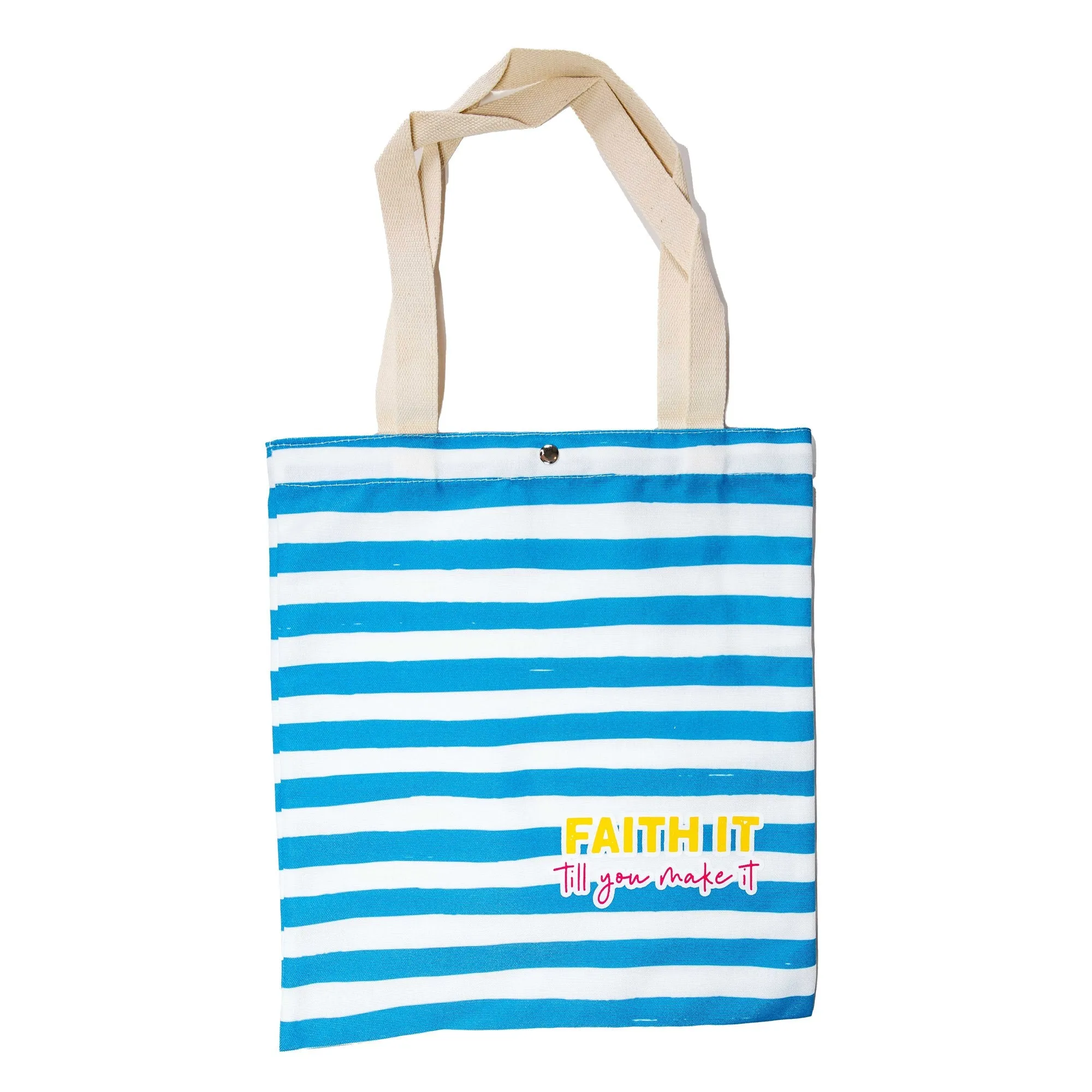 Striped Tote - Blue - Faith it Till You Make It