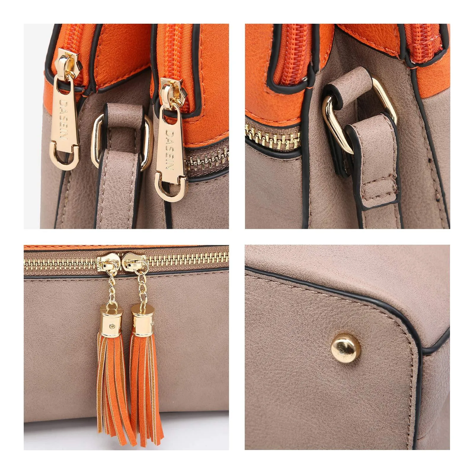 Two-Tone Tassel Crossbody Bag