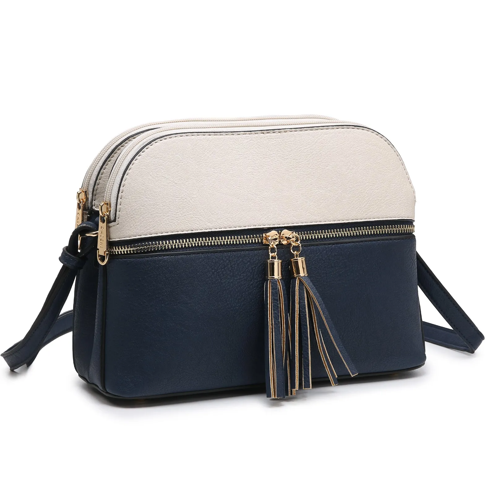 Two-Tone Tassel Crossbody Bag